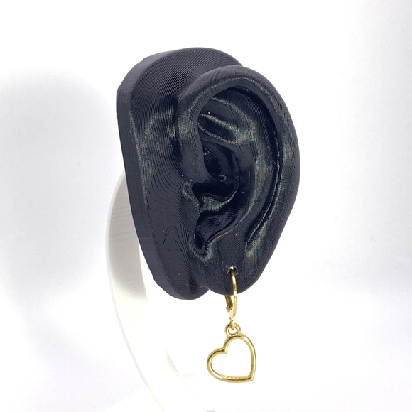 Dainty Golden Heart Earrings - Picture 2 of 5